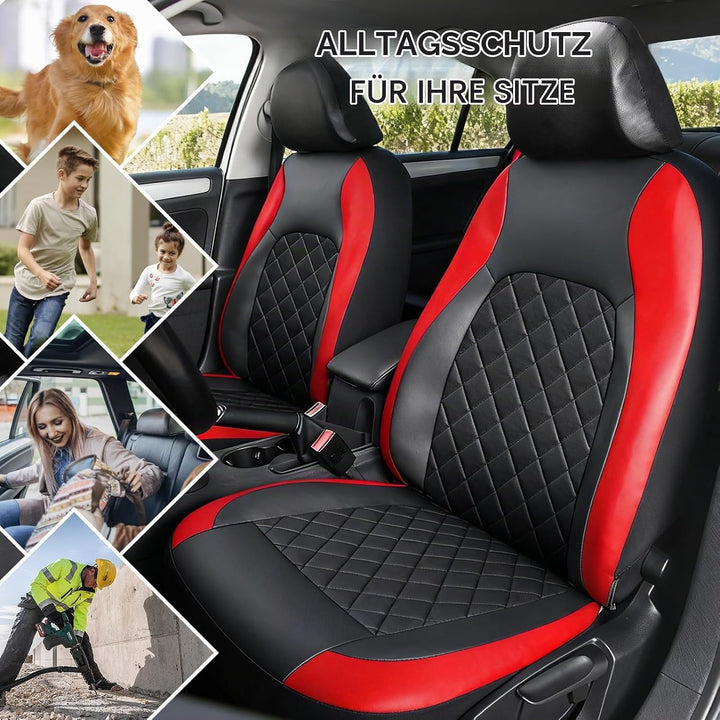 9 Stück Leder Autositzbezüge Sets,Wasserdichtes Sitzbezüge Auto Komplettset,Wasserdicht Vordersitze
