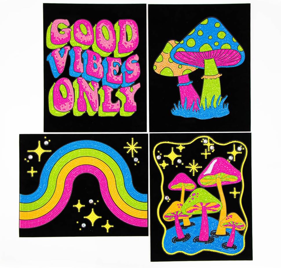 DIAMOND DOTZ Neon Flock Good Vibes Diamant-Malset für Erwachsene, bunte Diamant-Kunst-Kits, entspann