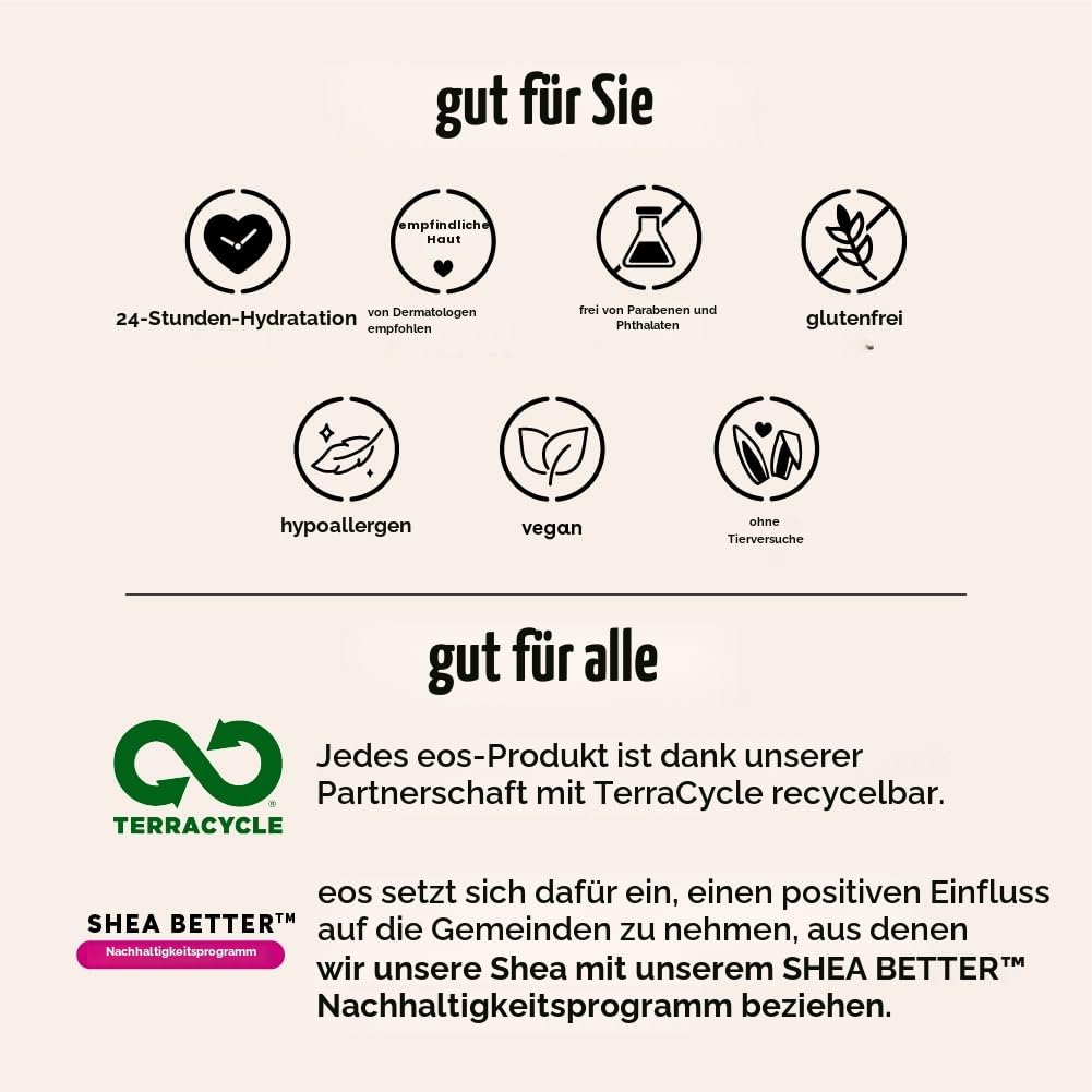 eos Körperöl mit Vanille-Kaschmir und Kaschmir-Hydratation 24 Stunden Pflanzensqualan zur Beruhigung