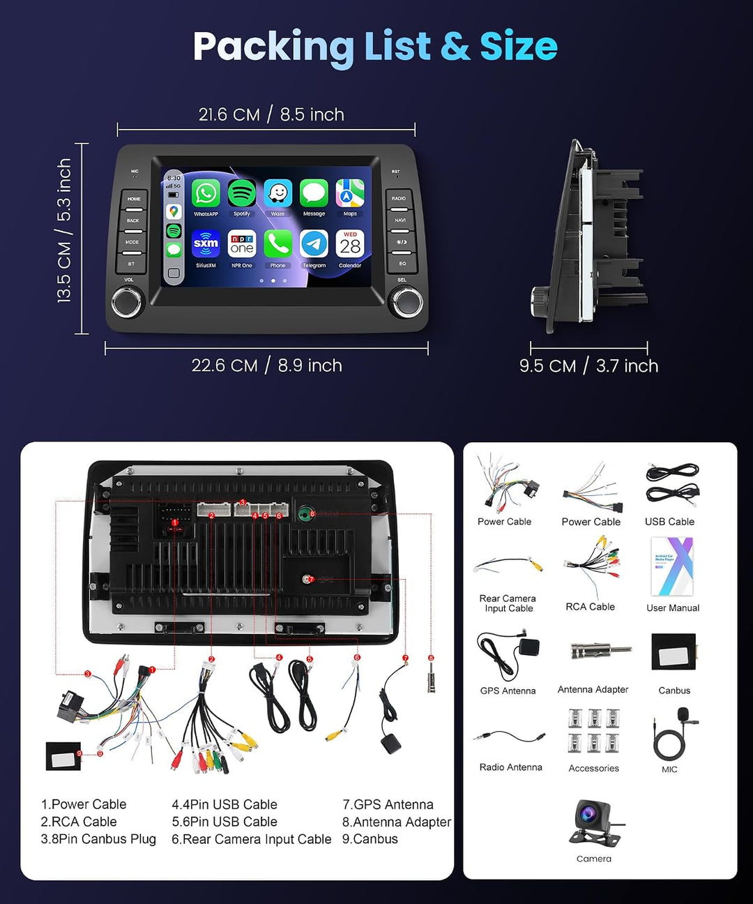 2GB+64GB Autoradio für FIAT Panda 2002-2012 Radio mit Wireless Carplay/Android Auto, 7" Bildschirm C