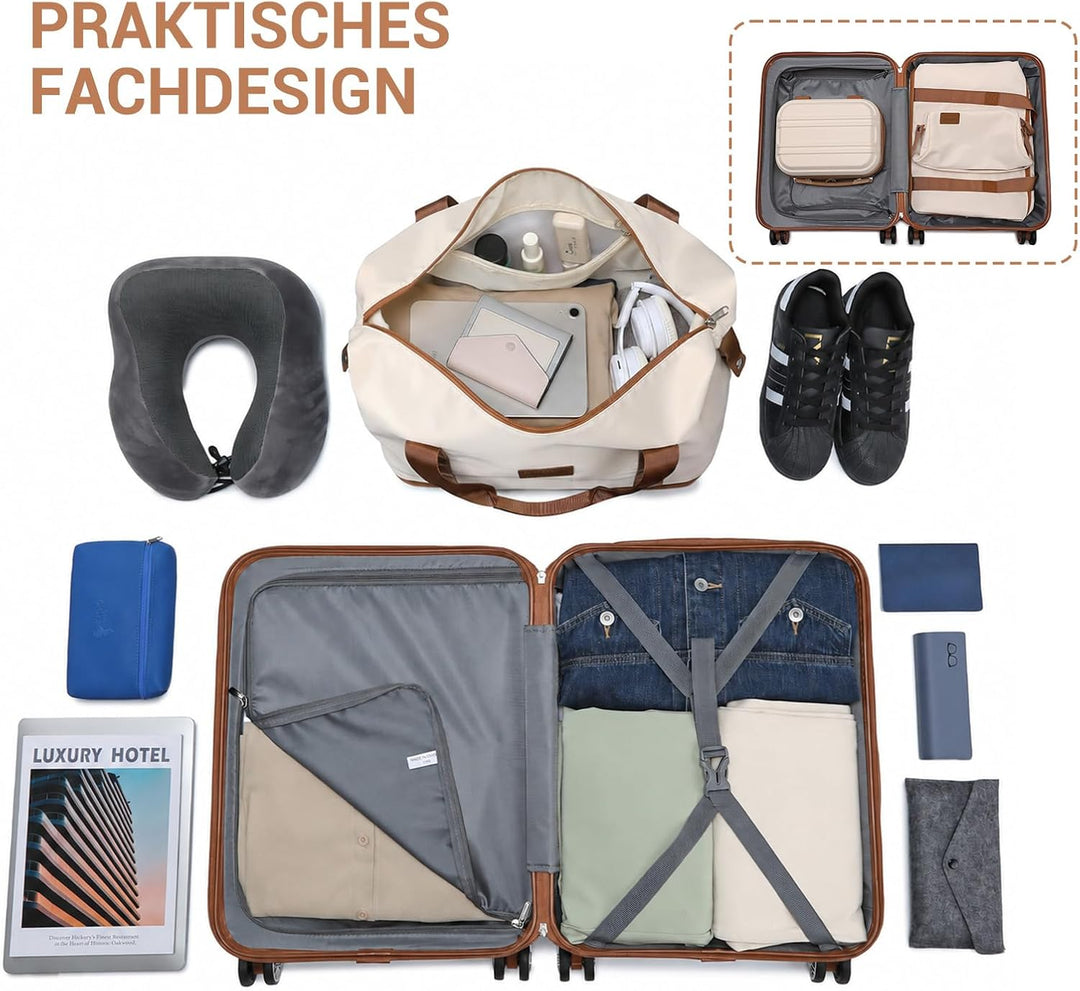 Kono Koffer, leichte ABS-Hartschale, Handgepäckkoffer für Flugzeugkabine mit TSA-Schloss, Gepäcksets