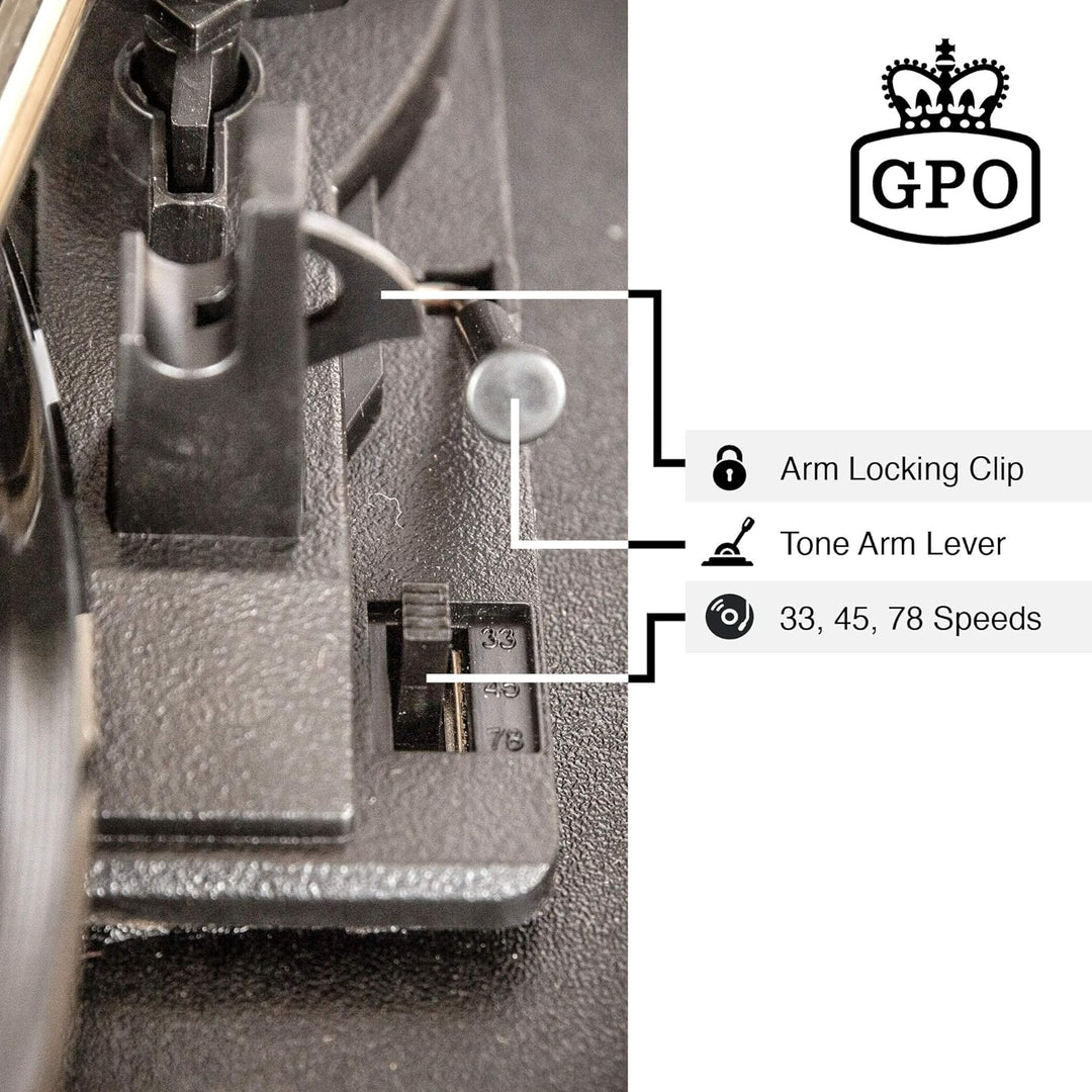 GPO Bermuda Plattenspieler; Klassischer Schallplattenspieler im Retro Stil mit MP3/USB; integriertem