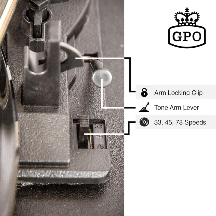 GPO Bermuda Plattenspieler; Klassischer Schallplattenspieler im Retro Stil mit MP3/USB; integriertem
