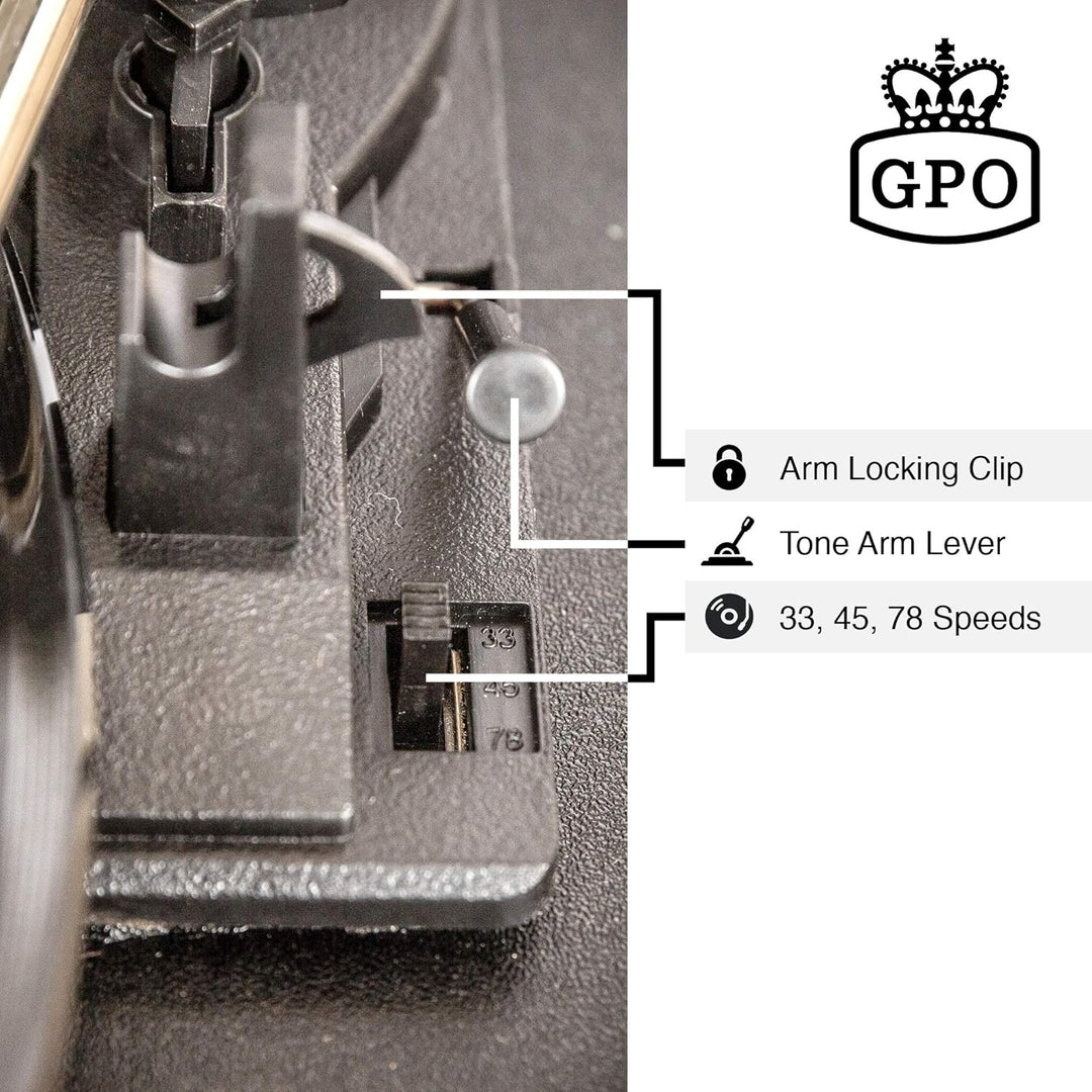 GPO Bermuda Plattenspieler; Klassischer Schallplattenspieler im Retro Stil mit MP3/USB; integriertem