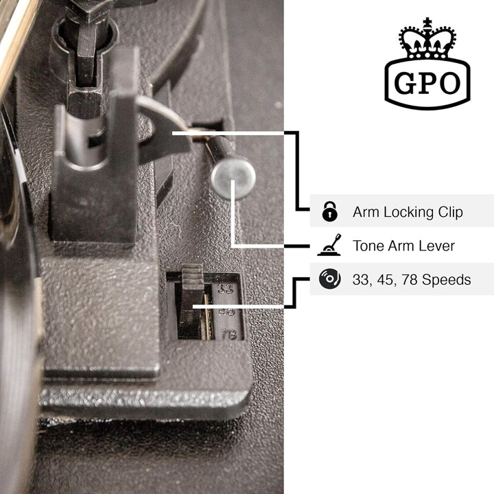 GPO Bermuda Plattenspieler; Klassischer Schallplattenspieler im Retro Stil mit MP3/USB; integriertem