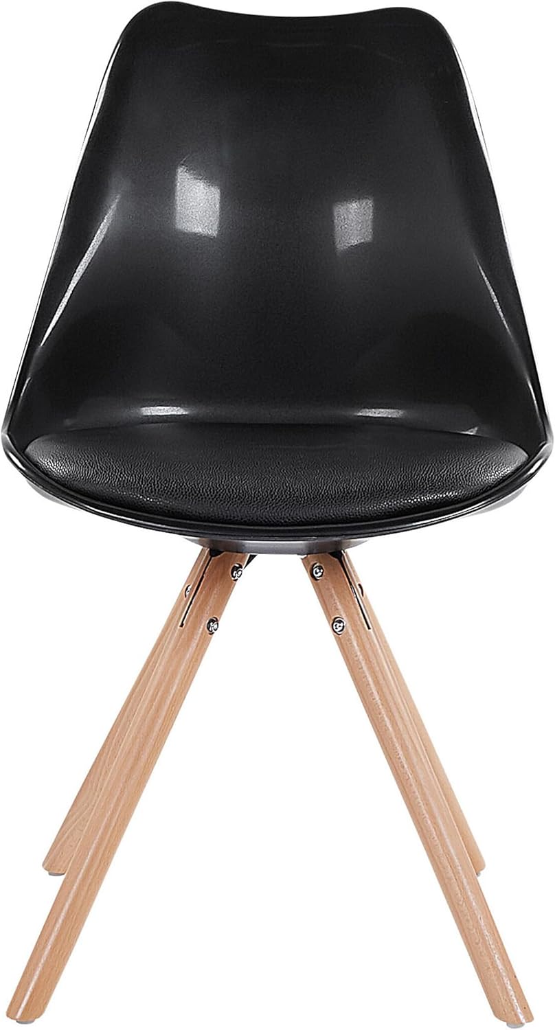 Esszimmerstuhl Schwarz Kunststoff Kunstleder Holzbeine Modern Dakota