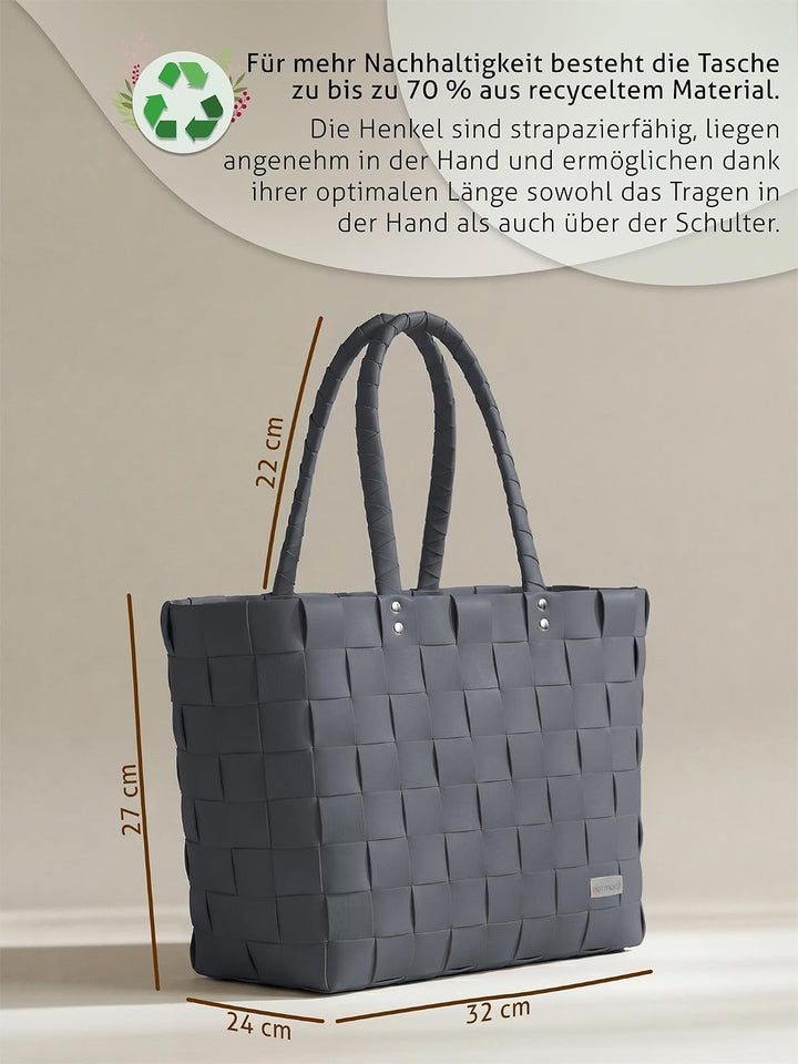 normani Flecht-/Einkaufskorb - inkl. eingenähter Innentasche für Schlüssel, Handy etc, Farbe Money S