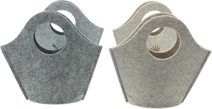 FRANK FLECHTWAREN, Filztasche Blumenwiese, 4er Set, geprägtes Motiv Masse: 24 x 5 x 23 cm