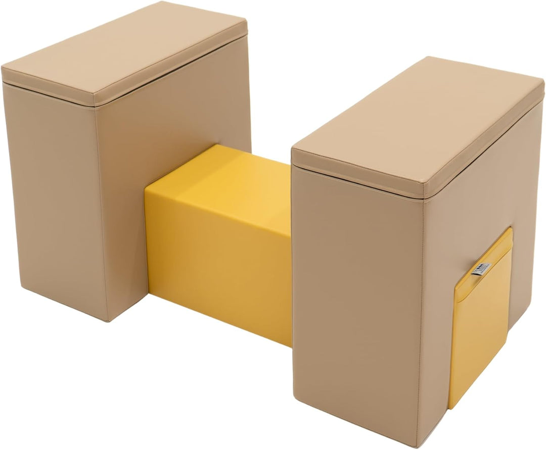 IGLU SOFT PLAY Kinder Indoor Kletterset Balance-Brücke (Beige Honey) | Veganes Leder | BPA- &amp; Phthal