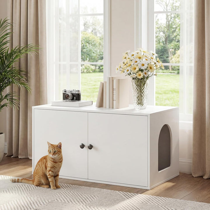 HOOBRO Katzenklo Schrank aus Spanplatte, Katzentoilette Schrank, versteckter Katzenkloschrank mit Se