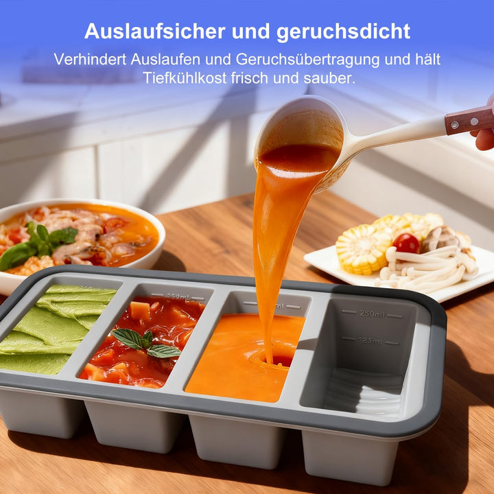 Gefrierbehälter Suppen Einfrieren Behälter Grosse Eiswürfelform 2Stk Silikon Eiswürfelform Mit Decke
