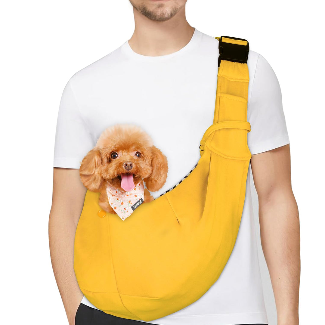 PETLOFT Tragetuch Hund, Reversibel Kleine Hundetrage, Einstellbar Pet Tragetuch, Freisprecheinrichtu