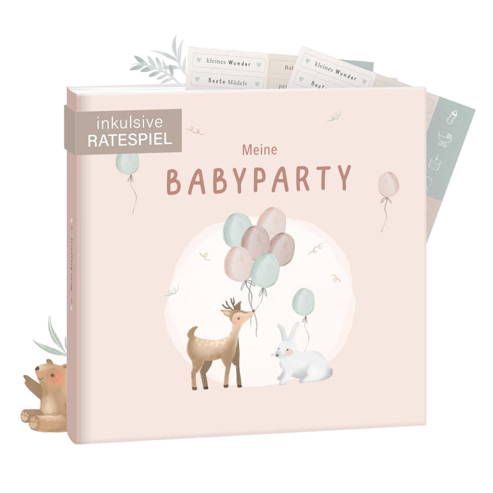 mintkind® Gästebuch "Meine Babyparty" Rosa - Babyparty Geschenk für Junge & Mädchen, Baby Shower & G
