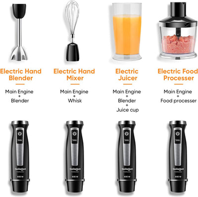 Coziselect Elektrische Stabmixer Set 4 in 1, 800 Watt Edelstahl Multifunktions Stabmixer, Elektrisch