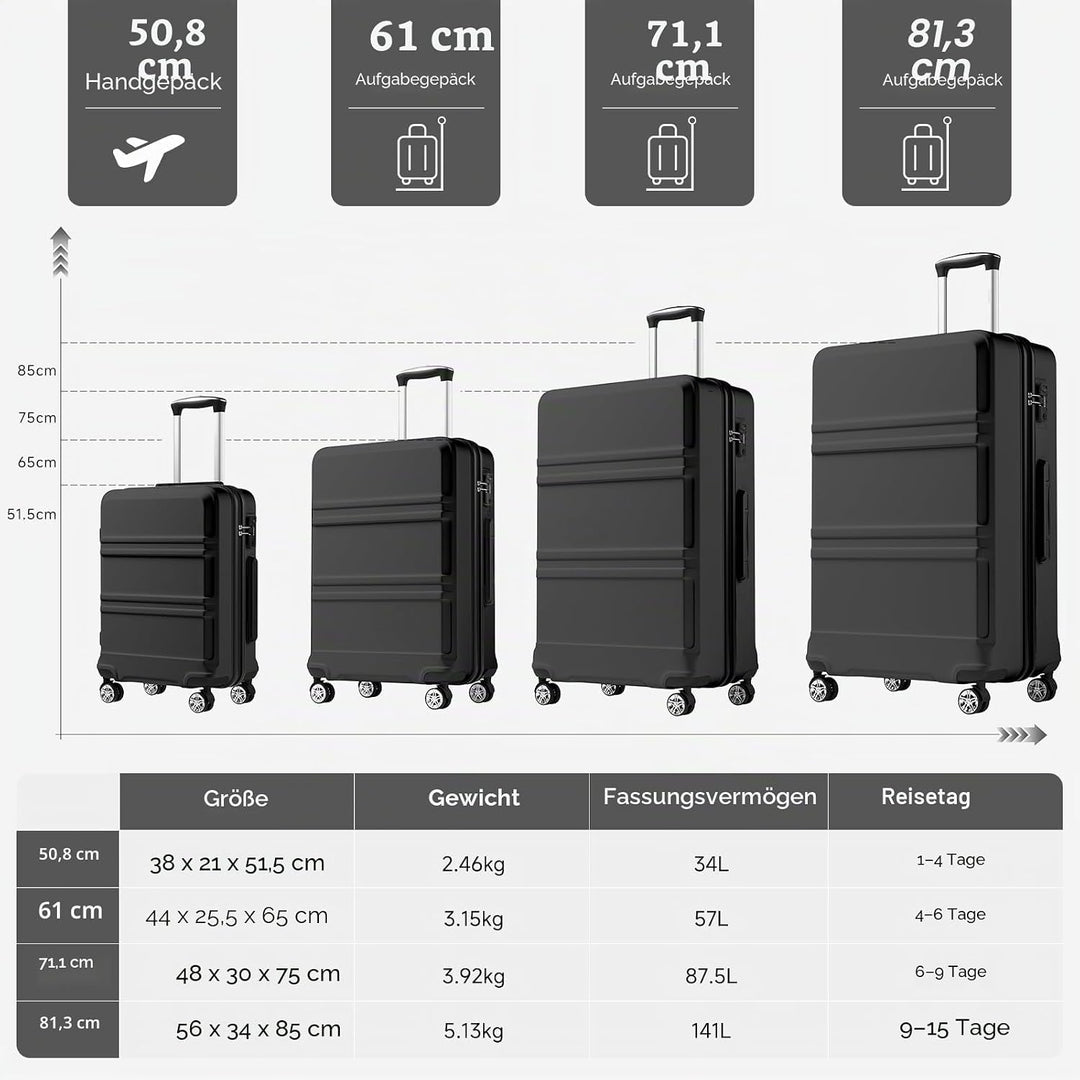 KONO Koffer Grosser 28 Zoll Leicht ABS+PC Hartschalenkoffer XL mit TSA-Schloss Reisekoffer mit 4 Rol