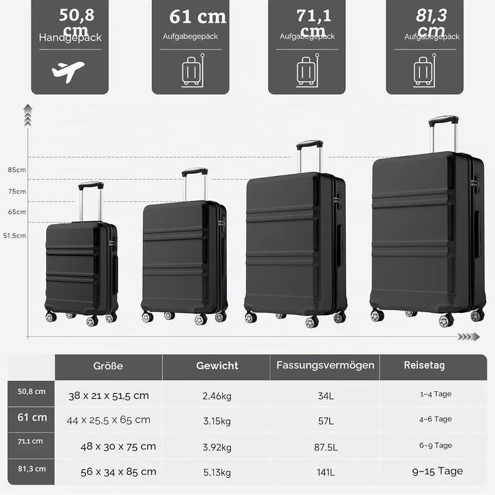 KONO Koffer Grosser 28 Zoll Leicht ABS+PC Hartschalenkoffer XL mit TSA-Schloss Reisekoffer mit 4 Rol