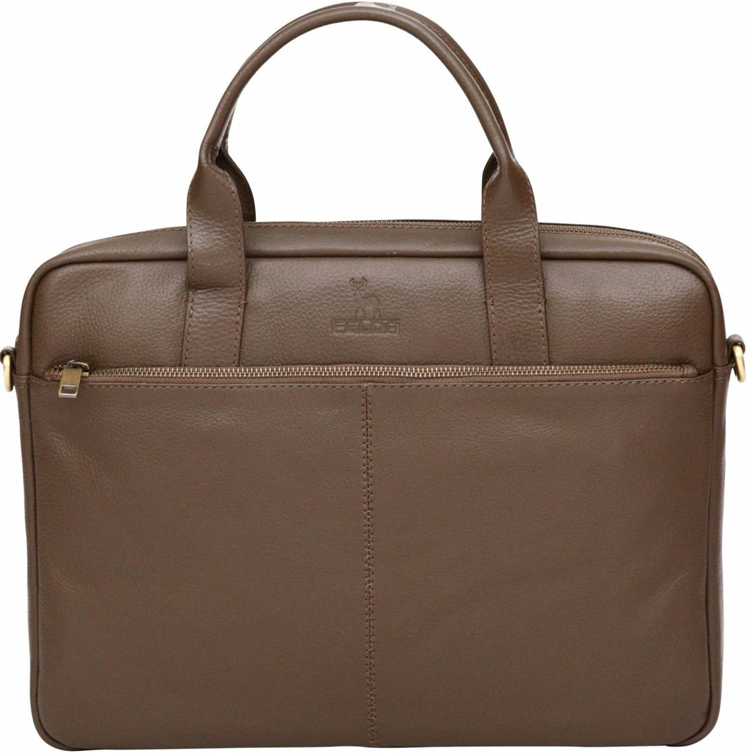 Aktentasche aus gekrispeltem Echtleder - Weiche Business-Tasche mit Zwei Griffen für Laptops bis 15.