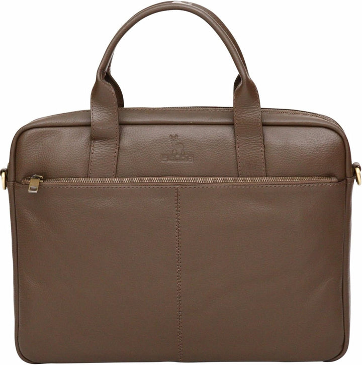 Aktentasche aus gekrispeltem Echtleder - Weiche Business-Tasche mit Zwei Griffen für Laptops bis 15.