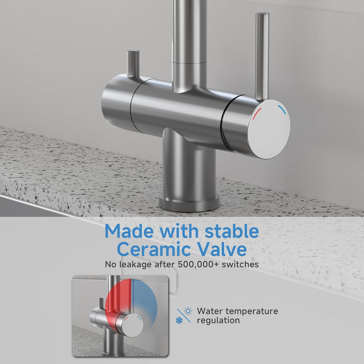 Wasserhahn Küche 3 Wege, 360° Drehbar Küchenarmatur, 3 in 1 Mischbatterie für Wasserfilter, Trinkwas