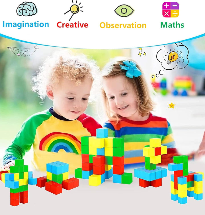 UiDor Magnetische Bausteine, Bunte Magnetische Blöcke Für Jungen Mädchen 25mm 40 Stück, Pädagogische
