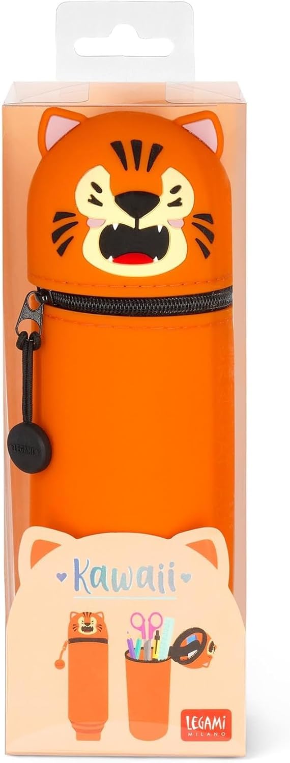 LEGAMI - Set aus 7 radierbaren Gelstiften + 2-in-1-Federmäppchen-Stiftehalter - mit thermoempfindlic