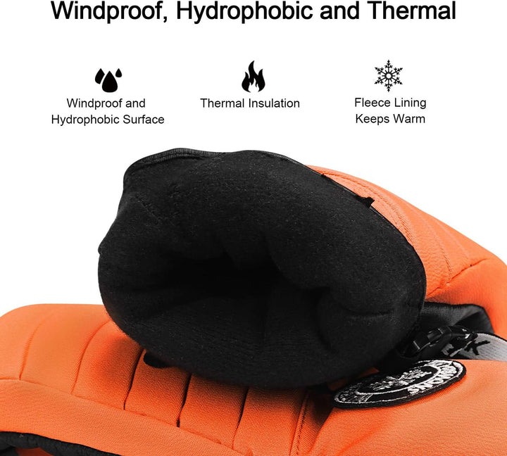 KUTOOK Skihandschuhe Ziegenleder Fäustlinge Wasserdicht Warm Winter Snowboard Handschuhe Winddicht W