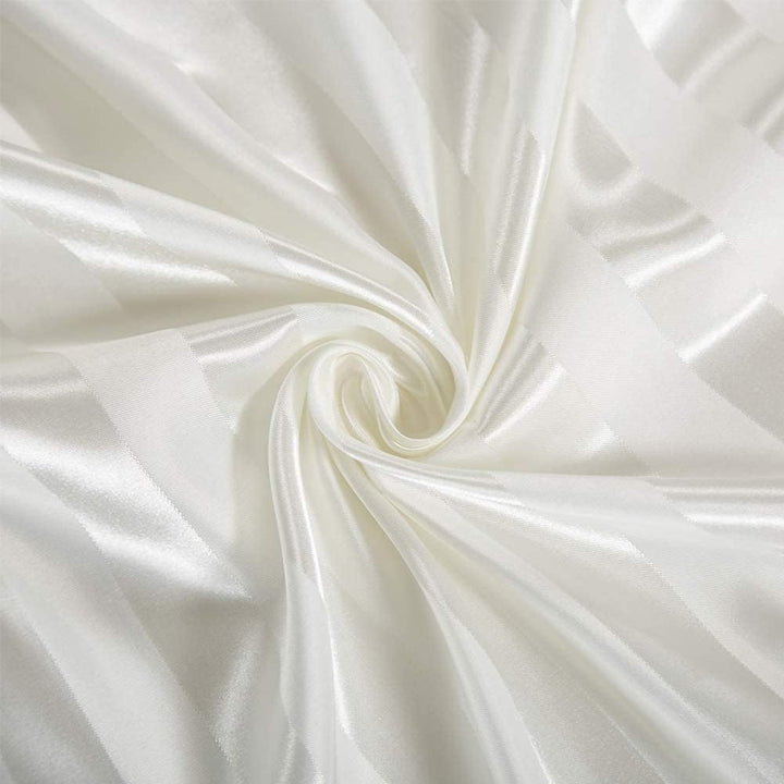 Luofanfei Satin Bettwäsche Beige 155x220 cm Weiss Glänzend Glanzsatin Bettbezug Set Glatt Luxus Gest