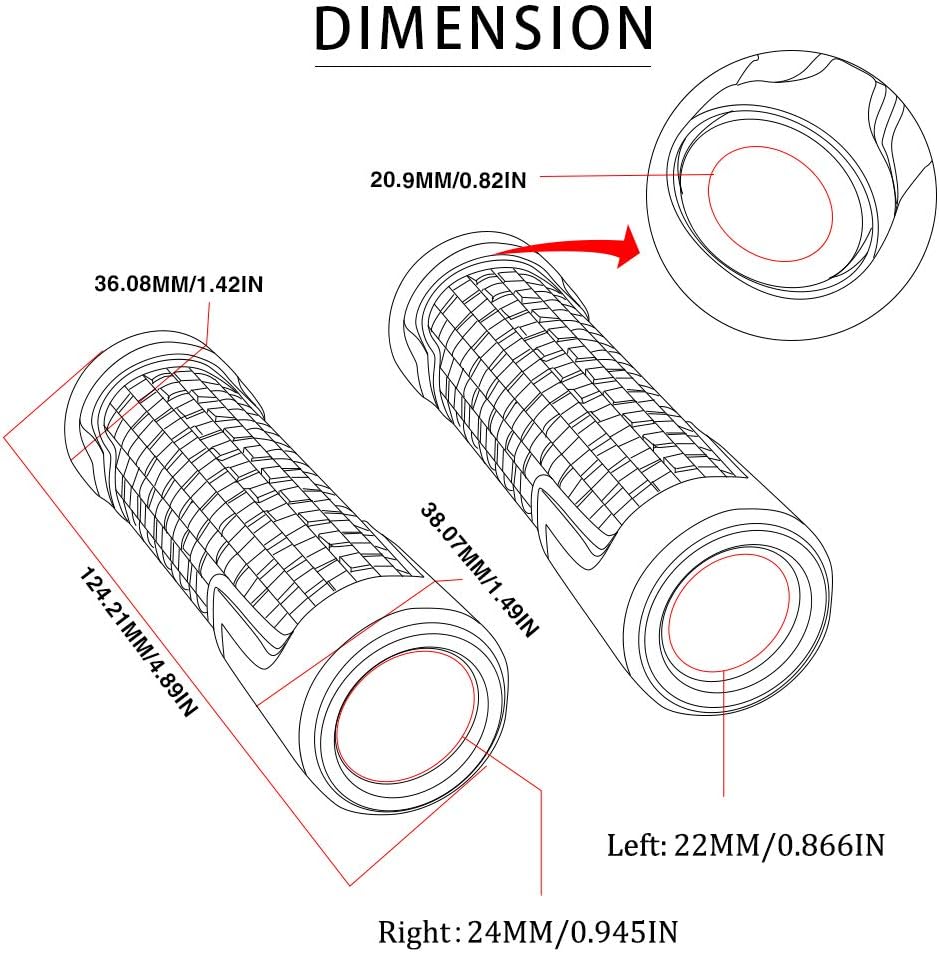 22mm 7/8'' Motorrad Lenkergriffe Griff Griffgummis Für VFR 400 750 800 800X 800F Fi/W1 800VTEC 1200F