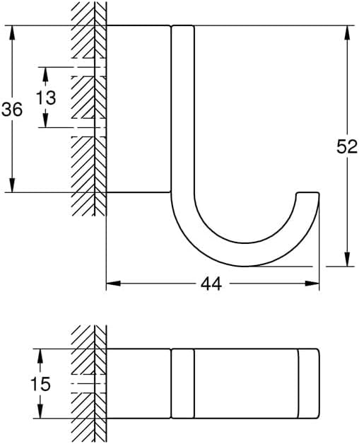 GROHE Selection, Accessoires - Einfacher Bademantelhaken, Verdeckte Befestigung, nickel gebürstet, 4