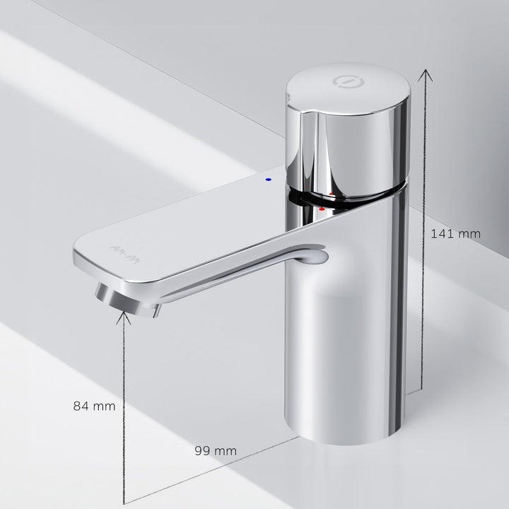 Wasserhahn Bad, Waschtischarmatur mit Push-Schalter, Badarmaturen aus Messing, Waschbecken Armatur,