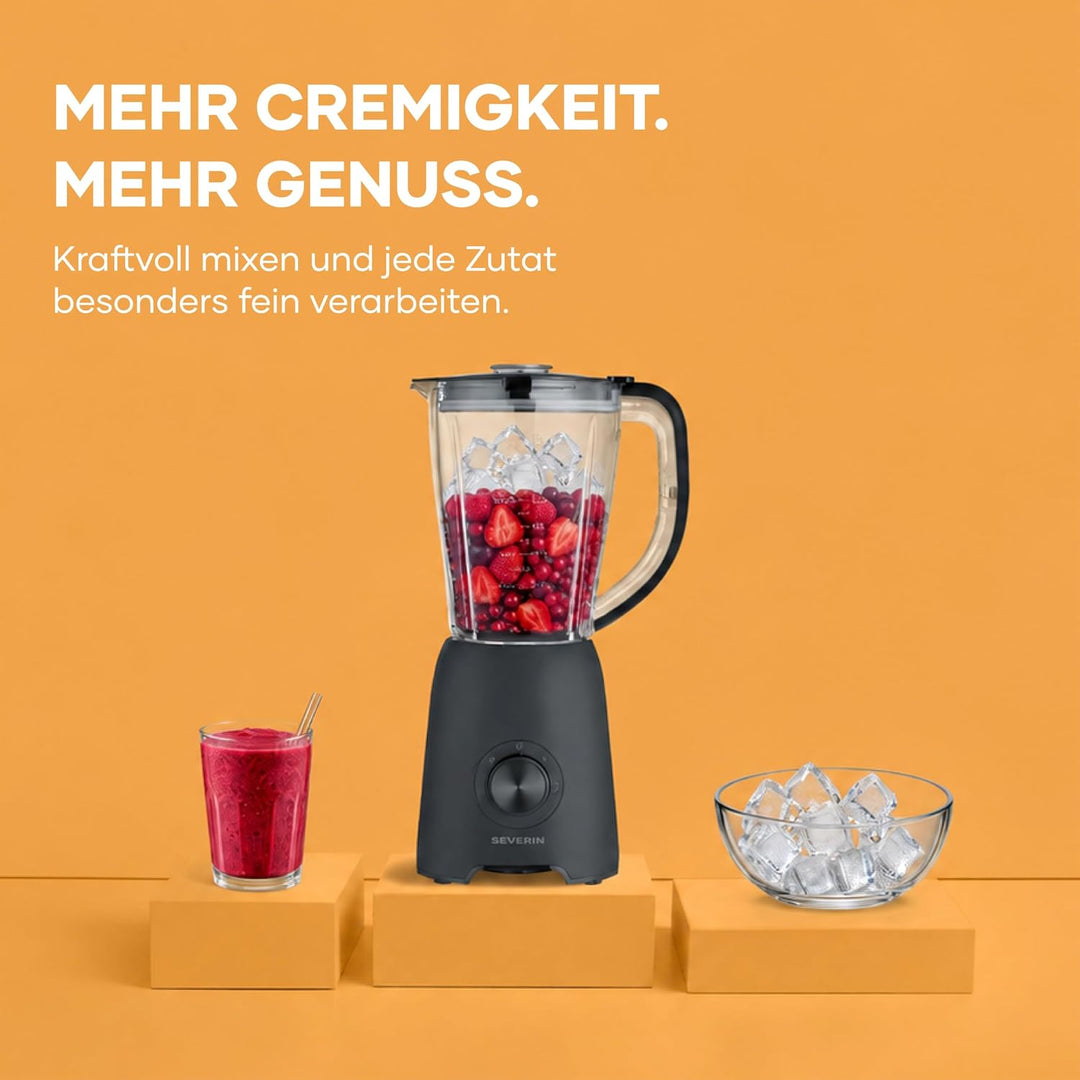 Severin Standmixer, Smoothie Maker, Blender elektrisch, 1,5L, 2 Stufen, Impulsfunktion, spülmaschine