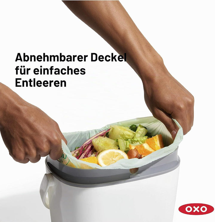 OXO Good Grips Komposteimer weiss – geruchsdichter Biomülleimer für die Küche – 6,6 l Weiss 6.6L, We