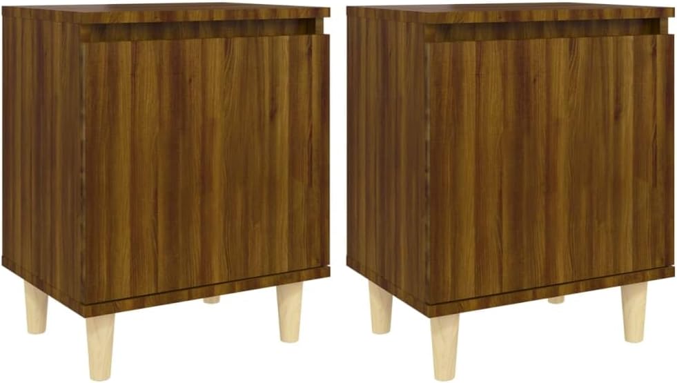 vidaXL 2X Nachttisch Massivholz-Beine Nachtschrank Nachtkonsole Nachtkommode Schlafzimmer Schrank Ko