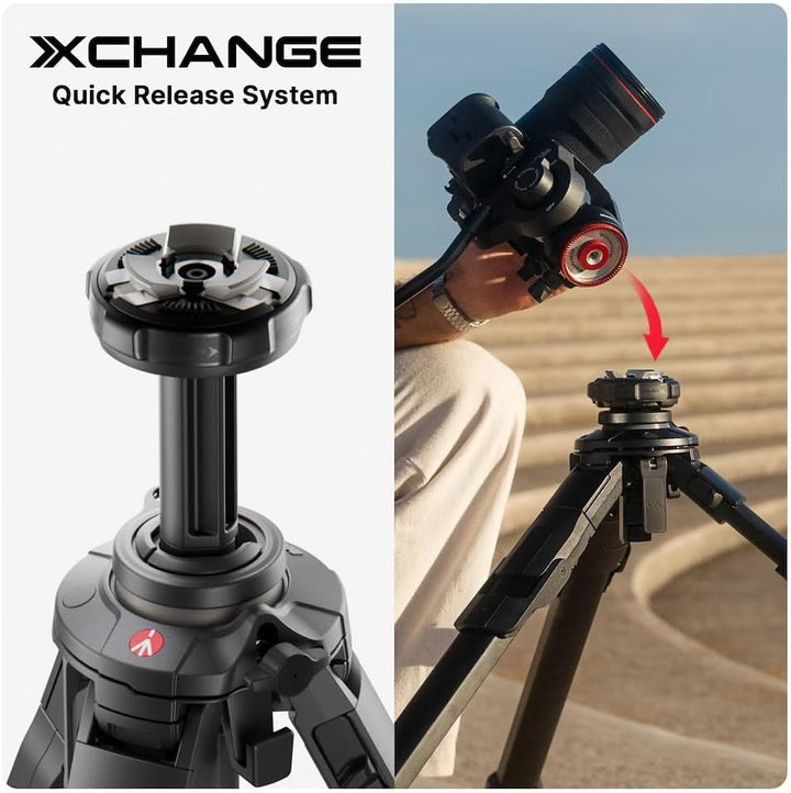 Manfrotto ONE Hybrid Carbon Stativ, Foto & Video Stativ, 15kg Traglast, Nivelliersäule, 90° Horizont