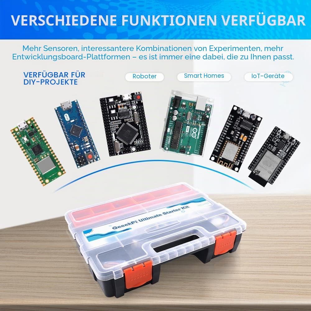 GeeekPi Complete Ultimate Starter Kit for Arduino UNO R3 Mega 2560,ESP32-WROVER,ESP8266,Includes Var