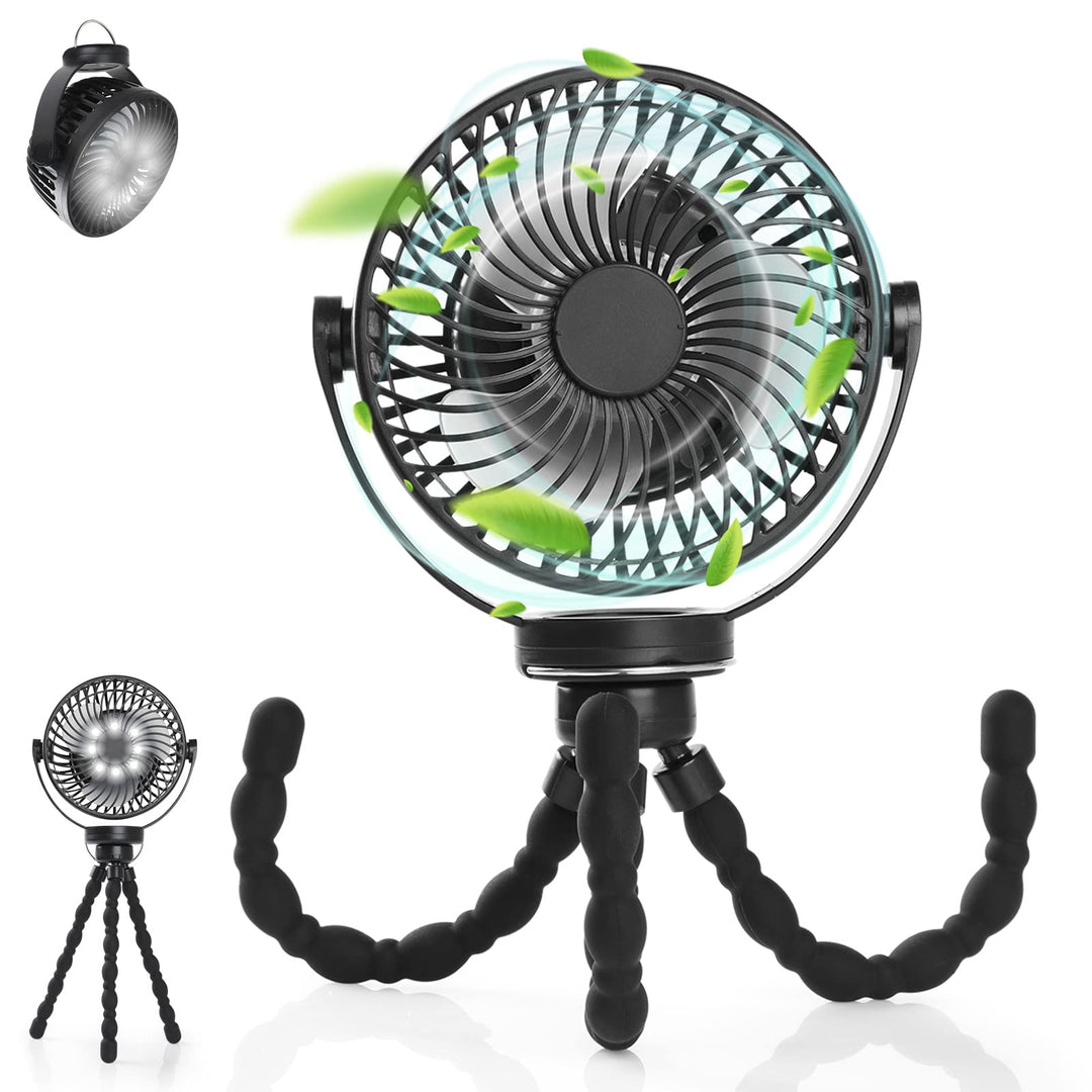 Simpeak Camping Ventilator Tischventilator, Mini USB Ventilator leise, 5200mAh Akku Ventilator mit L