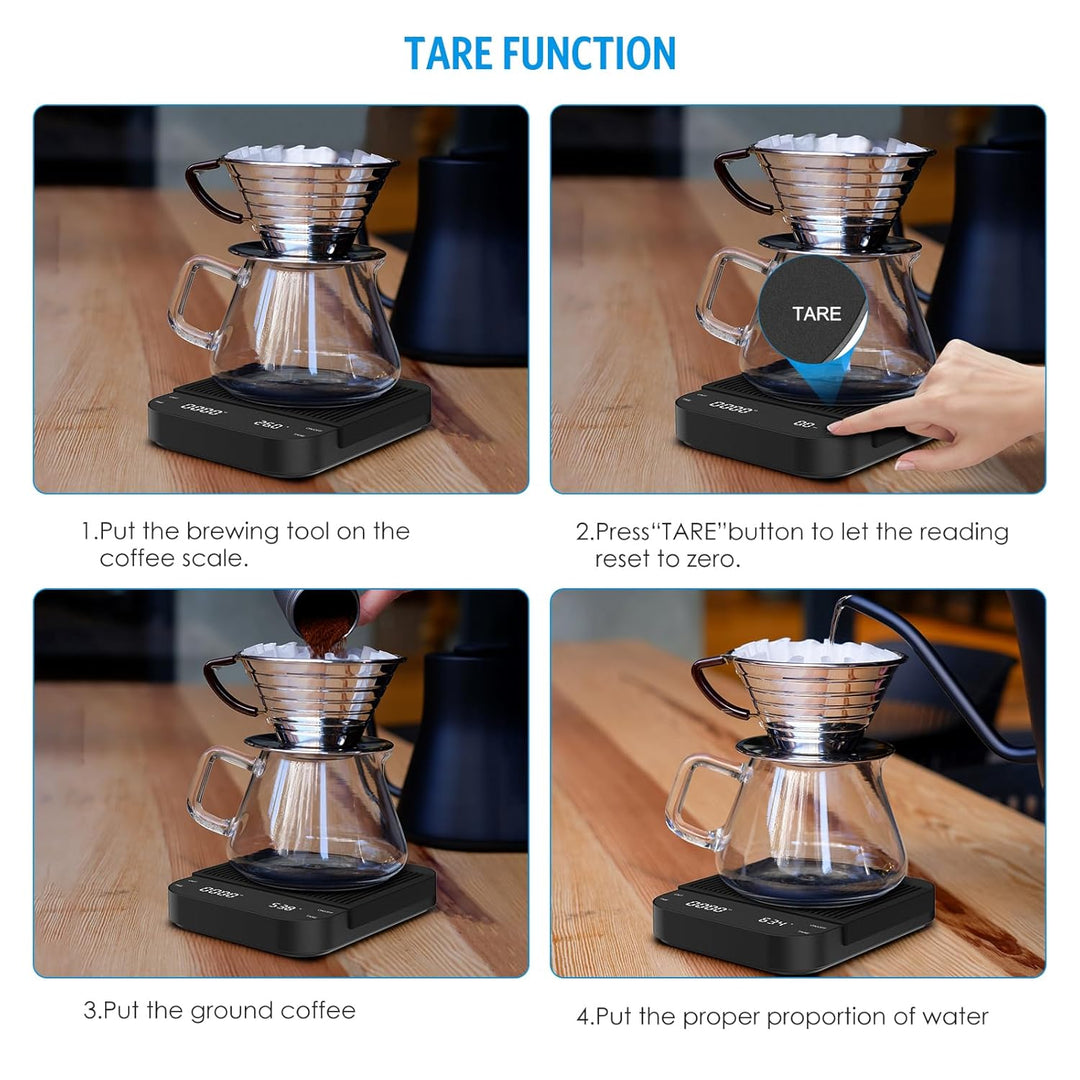 Brifit Kaffeewaage mit Timer, Espresso Waage 3kg/0.1g, Hochpräzise Feinwaage, Waage Küchenwaage USB,