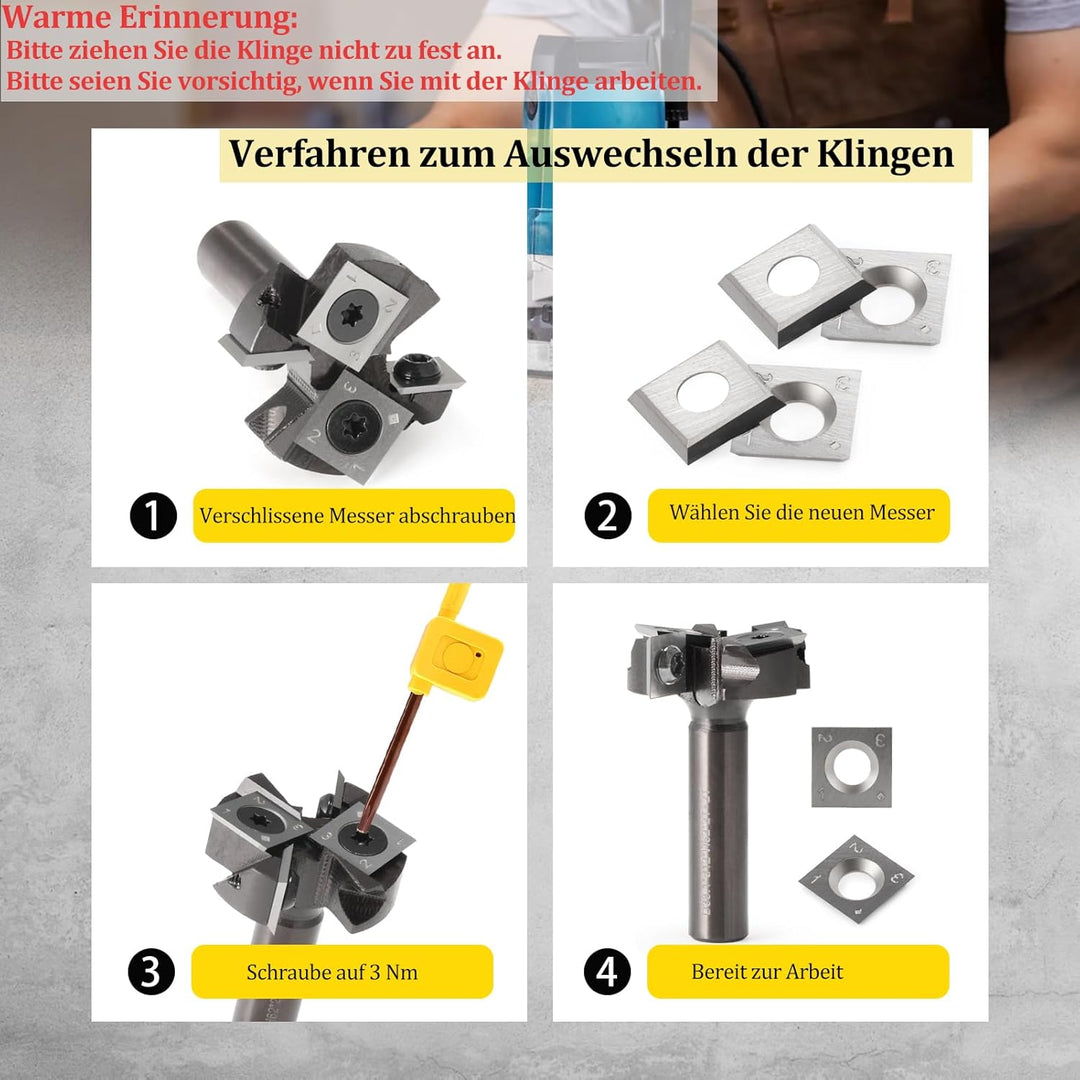 Wendeplatten Wendemesser 10 Stück Ersatzklingen(12x12X1.5mm, 35°), Hartmetalleinsätze Vierkant seiti