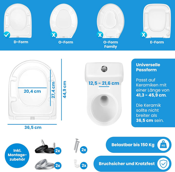 KESSER® WC Sitz mit Absenkautomatik Toilettendeckel Quick-Release-Funktion und Softclose - einfache