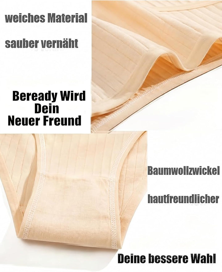 BeReady 6er Pack Unterhosen Damen Baumwolle Stretch Slips Baumwoll Hipster Bequeme Unterwäsche Cotto
