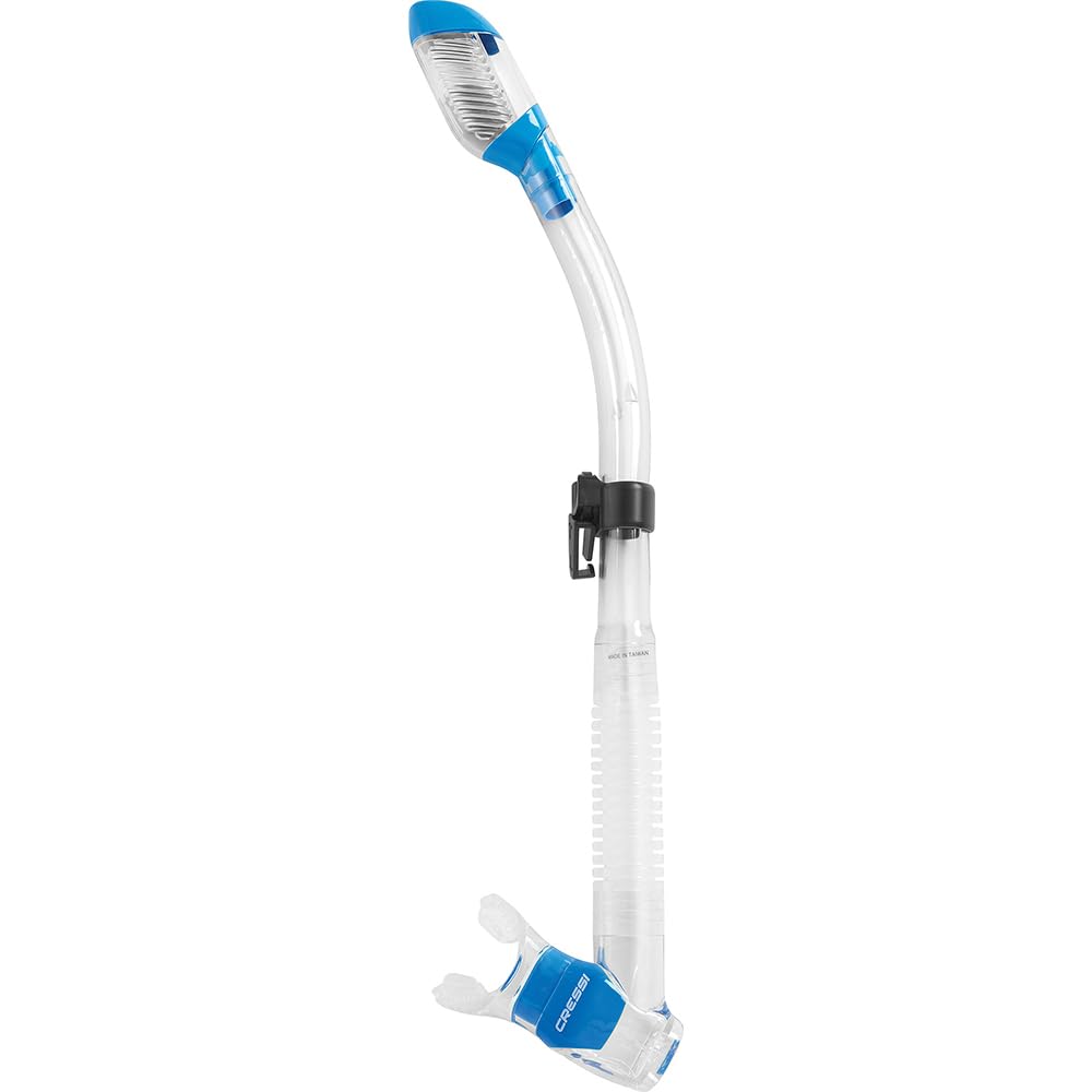 Cressi Premium Trockenschnorchel Erwachsene Dry Clear/Blau, Dry Clear/Blau