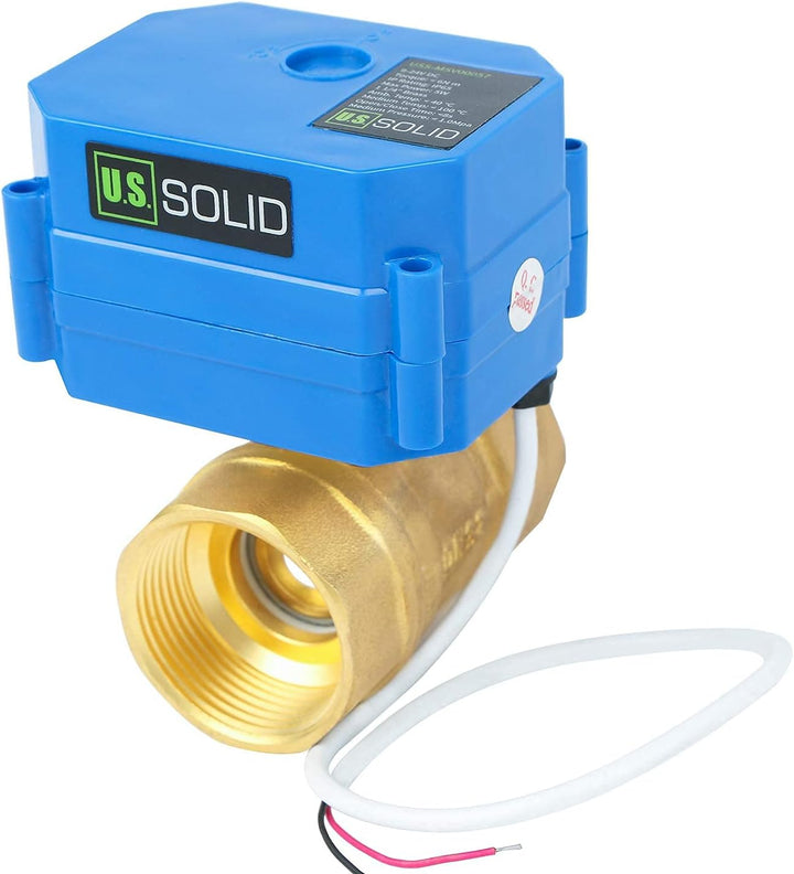 U.S. Solid 1 1/4" Motorkugelhahn Messing 2 Wege Elektrischer Kugelhahn 9–24 V DC, DN32, 2 Drähte, Au