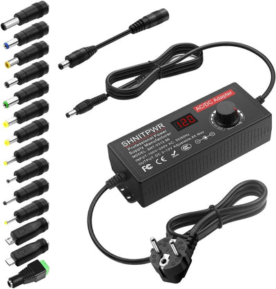 SHNITPWR Universal Netzteil 3.5-12V 8A 96W Einstellbarer Netzadapter DC 3.5V 4.5V 5V 6V 7V 8V 9V 10V