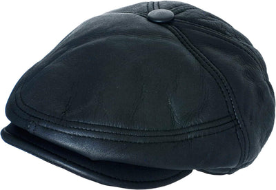 CUCUBA Shearling Herren-Mütze aus Schaffell - Mütze mit Visier und Ohrenklappen - Dunkelblau (L) 58,