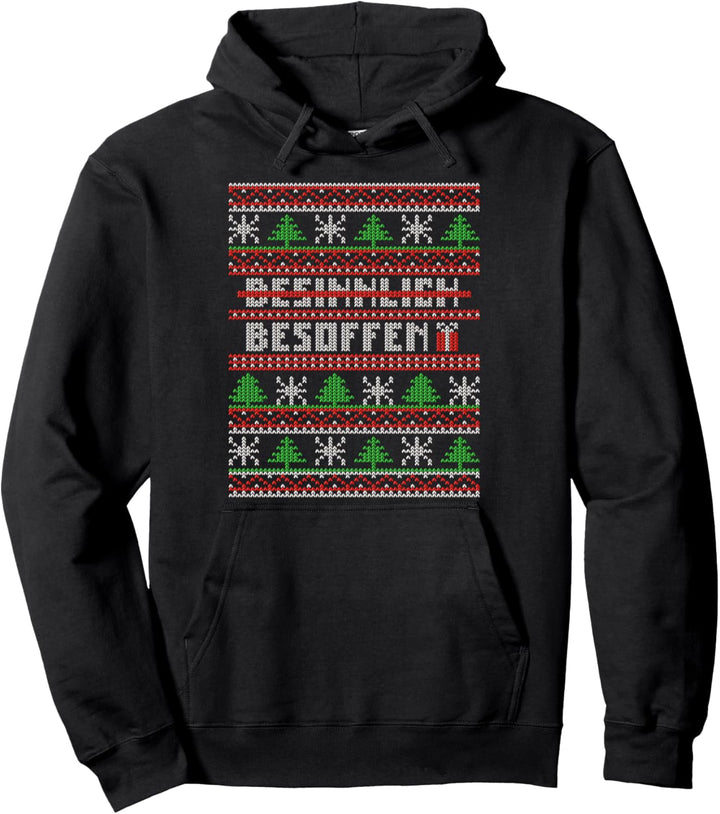 Besinnlich Besoffen Lustiges Ugly Christmas Weihnachten Pullover Hoodie