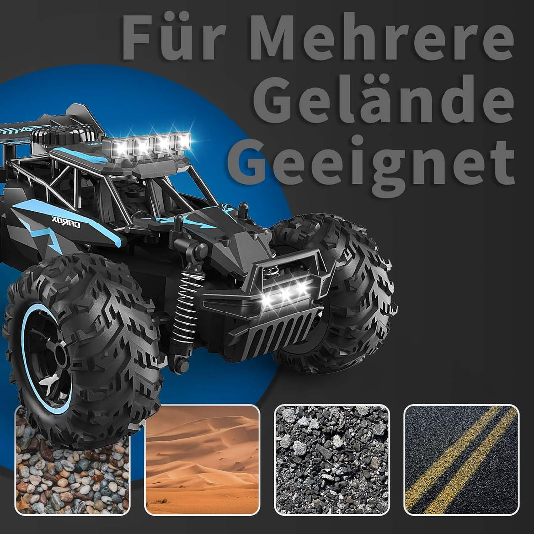 Carox Ferngesteuertes Auto,2.4 GHz 25 km/h RC Auto,1:18 Off Road Monstertruck mit Scheinwerfer und F