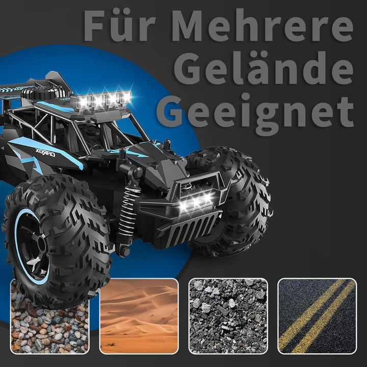 Carox Ferngesteuertes Auto,2.4 GHz 25 km/h RC Auto,1:18 Off Road Monstertruck mit Scheinwerfer und F