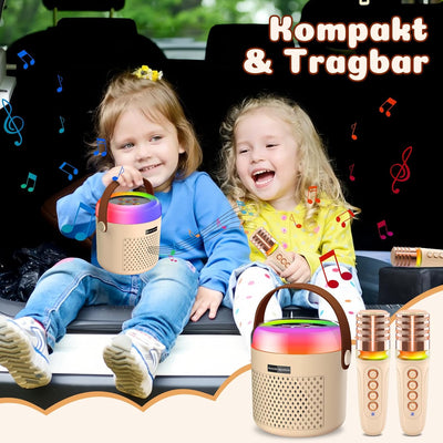 Gindoly Karaoke Maschine Kinder & Erwachsene, Bluetooth Mini Karaoke Set mit 2 Mikrofonen, Tragbare