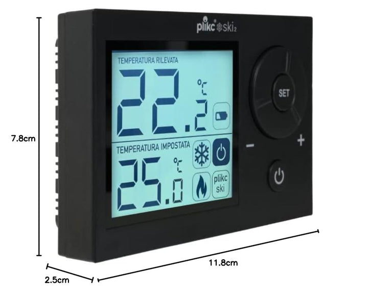 Plikc Ski 2 – Digitales Raumthermostat (schwarz) Farbe: Schwarz, Farbe: Schwarz