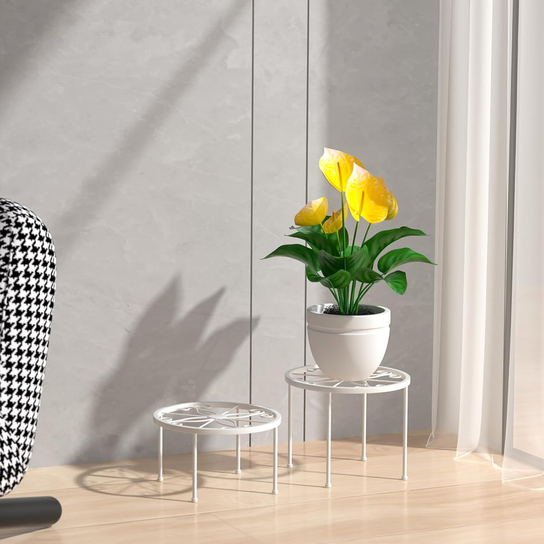 LEUTED Blumenständer 4-in-1 Set, Blumenhocker Metall für Innen Aussen, Pflanzenhocker für Balkone In